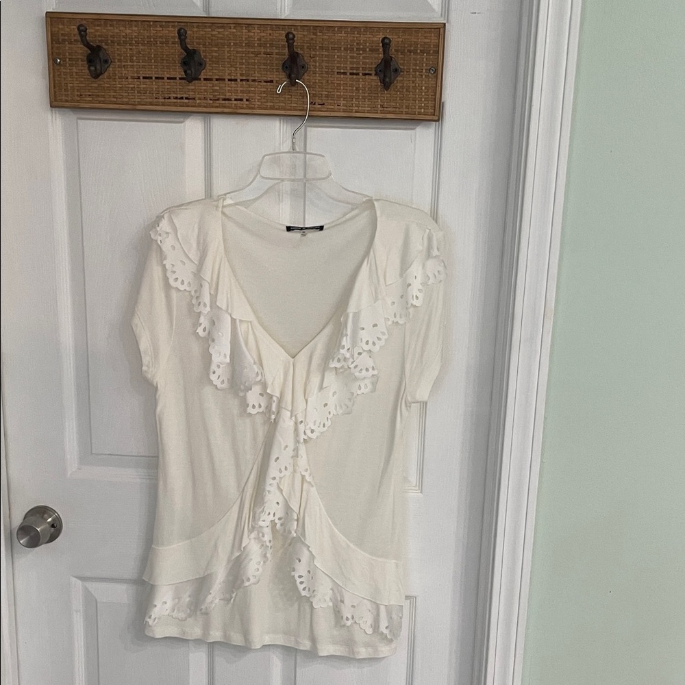 Cable & Gauge Ivory Ruffled Blouse